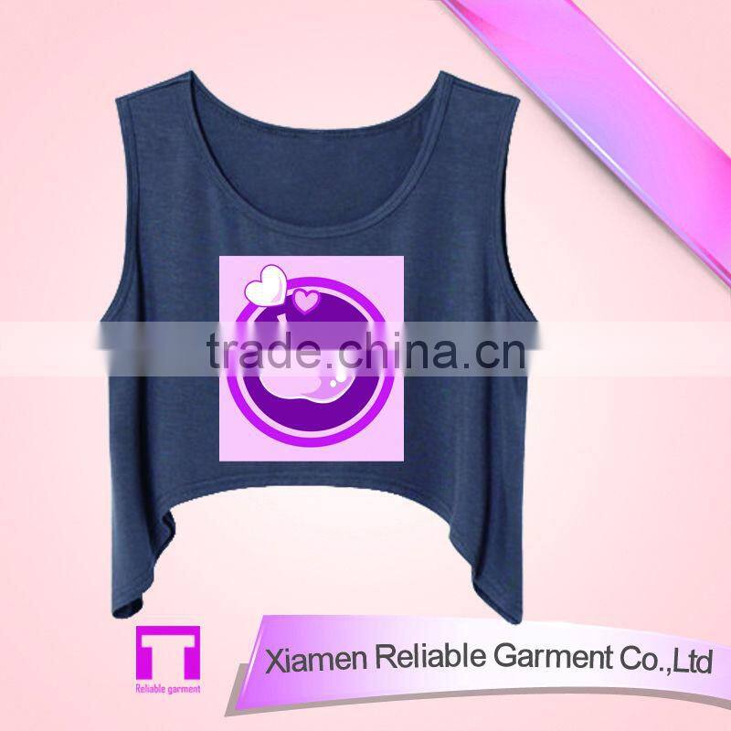 100%cotton girls clothing summer top fashion print chinese tank top cheap