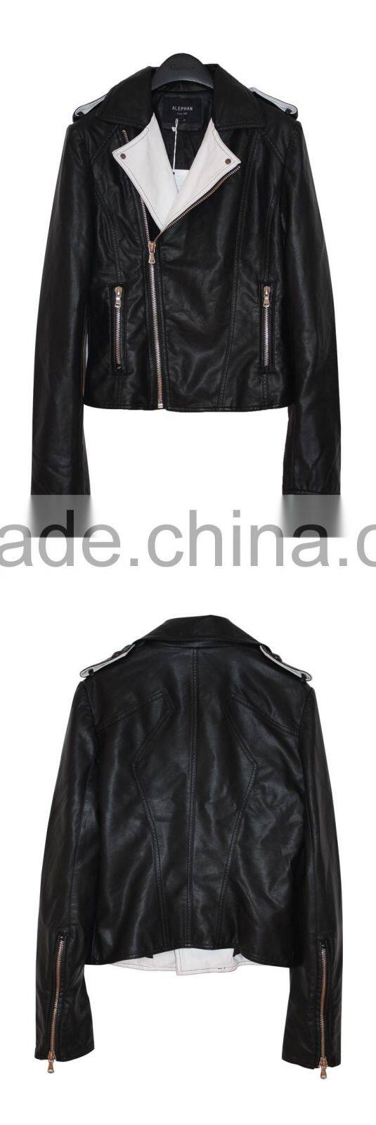 lady jacket pu leather jacket for women