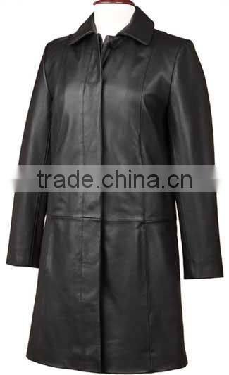 Women leather long coat for winter