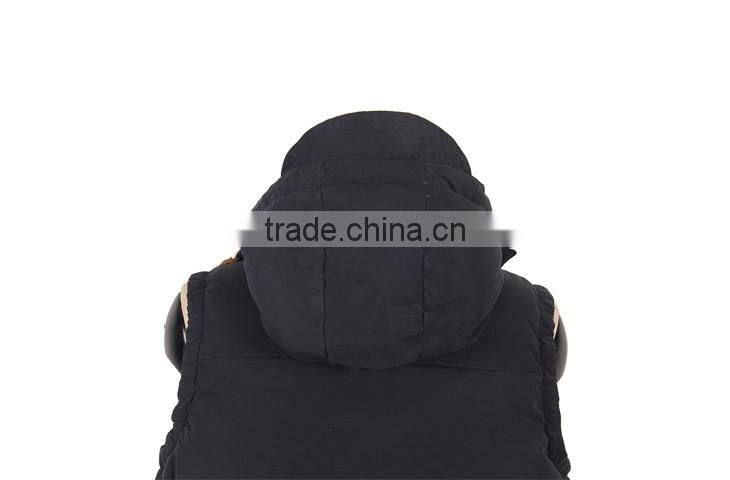 mens black warm wholesale vest detachable hood M1115