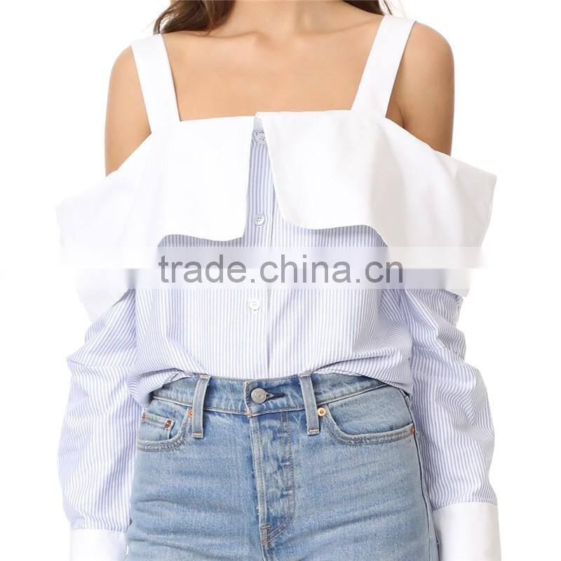 OEM Hot Ladies Turn Collar Fresh Color Poplin Skirt Office Blouse