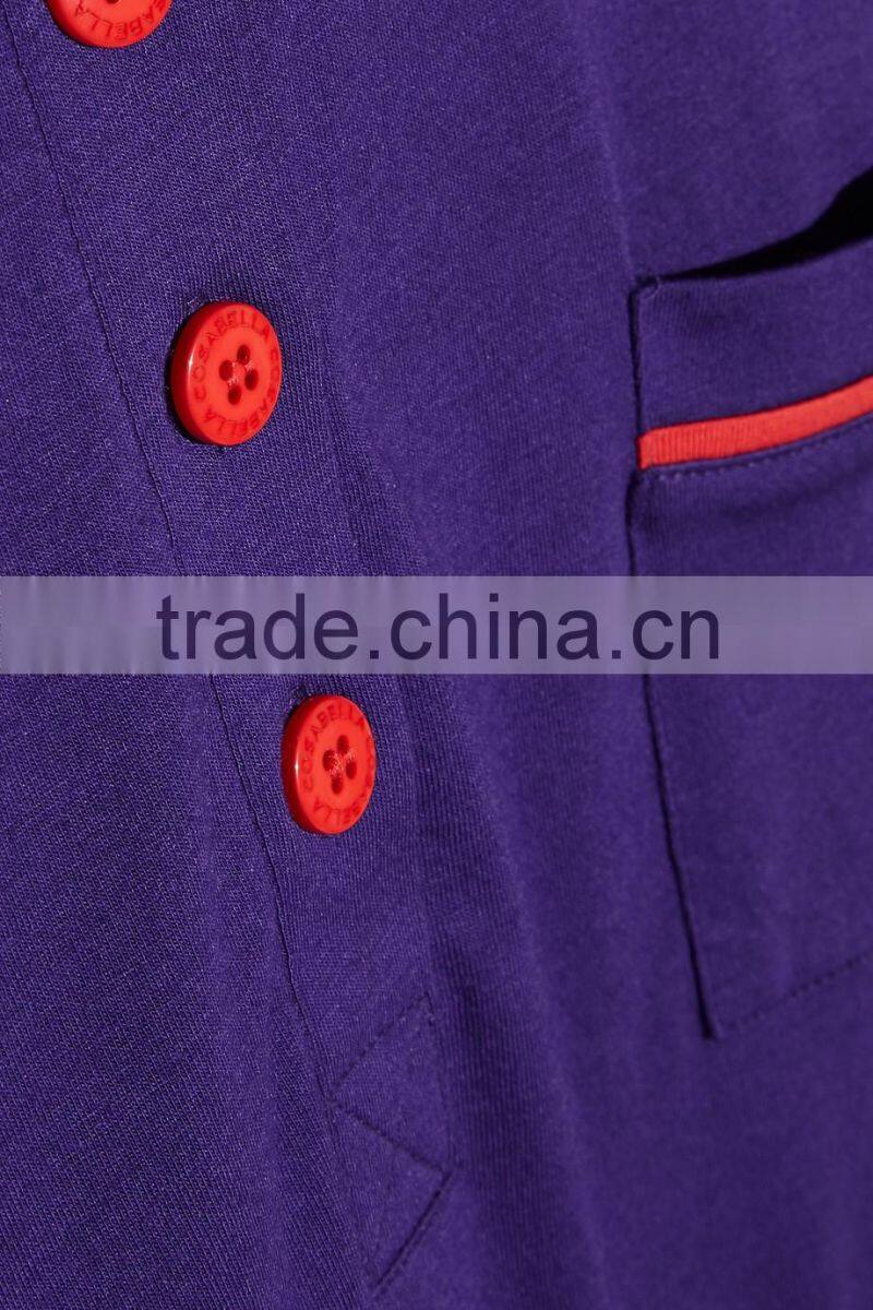 2017 Summer Collection Cotton and Modal Blend Women Pajamas Sleepwear Set with Coral Piped Trims