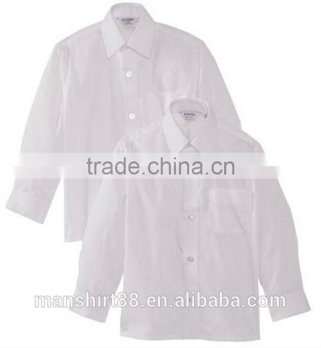 2016 35% cotton 65% polyester boy's long sleeve school shirt