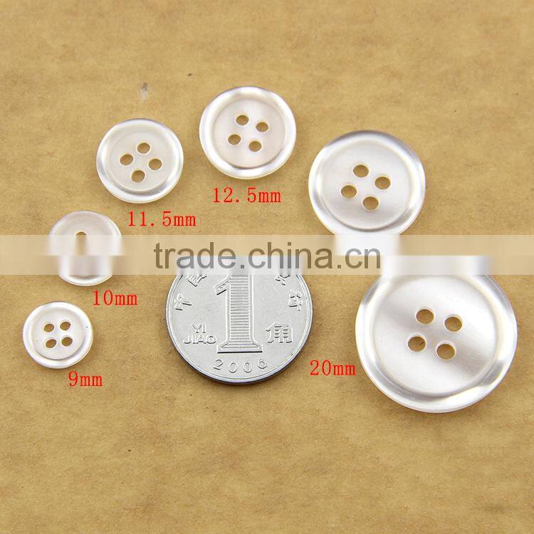 9mm-20mm 4-Holes White Translucent Resinic Resin Button For Shirts