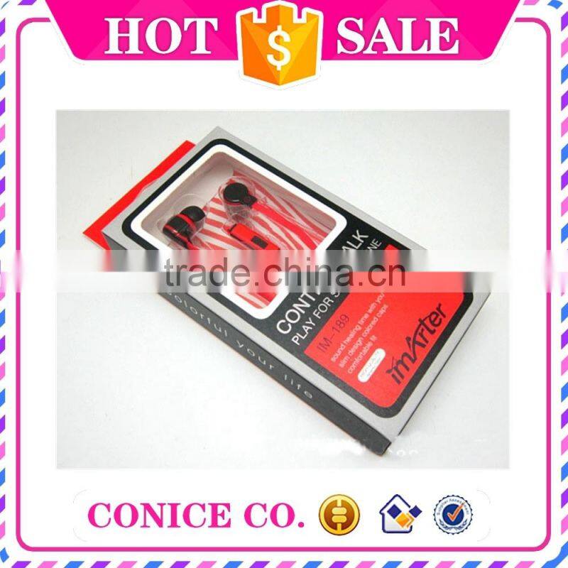 wholesale bicolor noodle cable in-ear earphone with volume control with mic