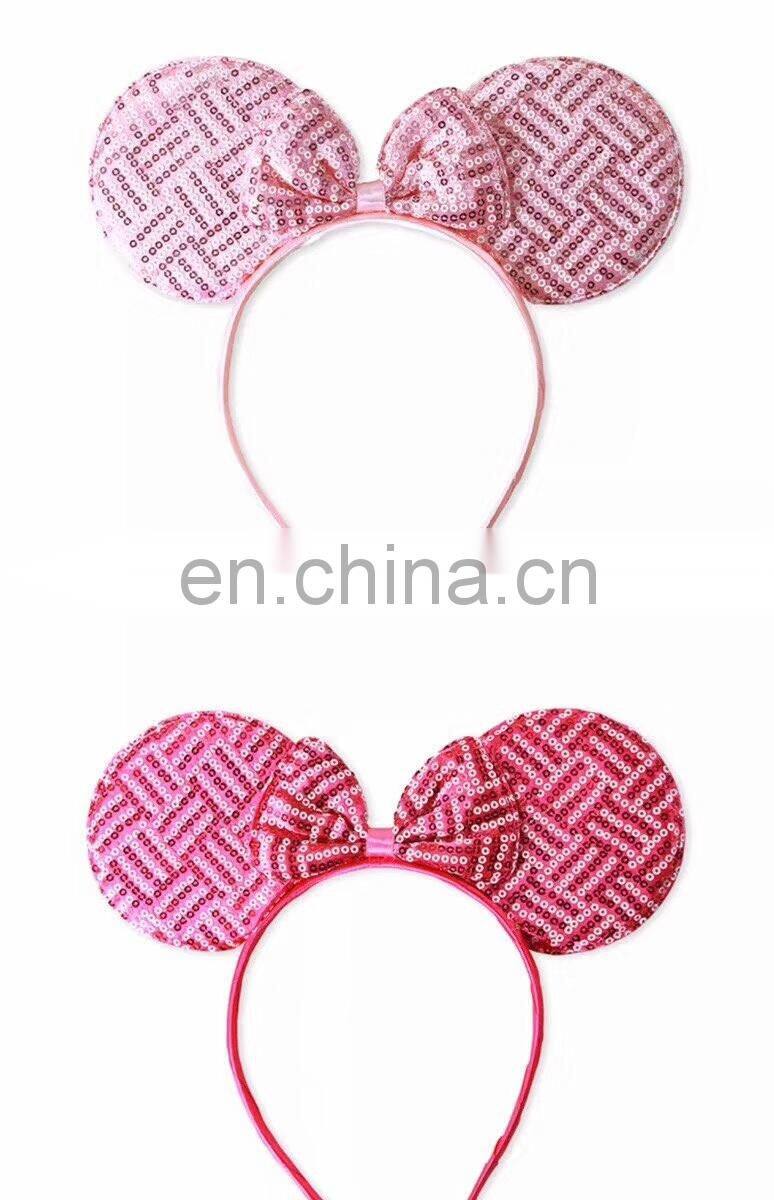 Hotest Cute sequin bow big ear with 1cm satin Headband for kids