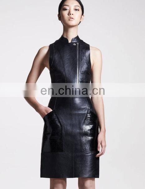 2015 winter faux leather skirt women