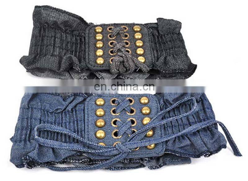 factory customize wholesale woman ladies metal mirror wide waist belt with chain