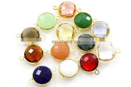 Sterling Silver Bezel Connector, Dyed Ruby Bezel With Gold Plated of SAC4041BC