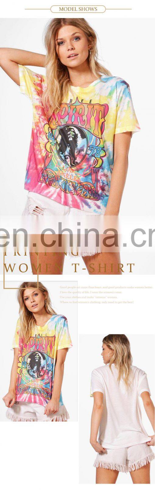 low price custom summer beach casual short sleeve women print t shirt