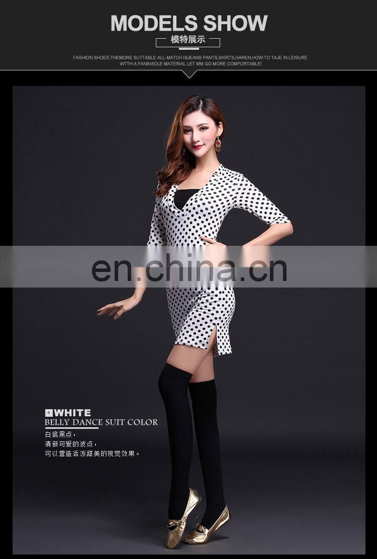 T-5112 Sexy slim black and white round dot women belly dance skirt