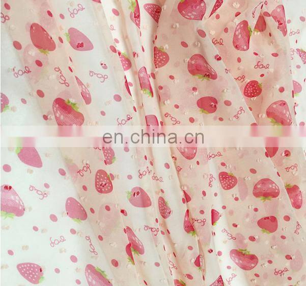 China supplier fruit design printed chiffon fabric for garment