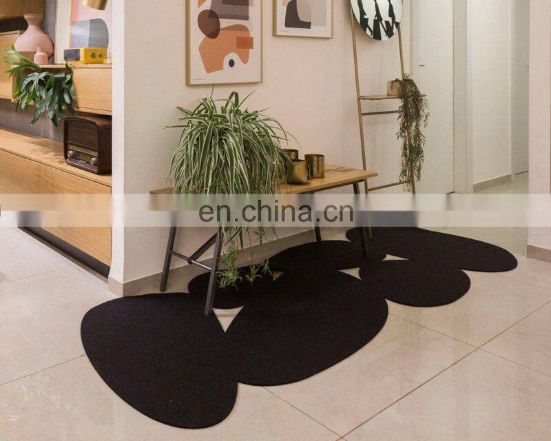 High quality Lase cut Green office different shapes wool felt modern area rug for whole sale