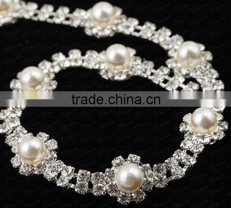 X0701 Pearl rhinestone trimming ,pearl and rhinestone trimmings, very nice crystal Pearl trimming