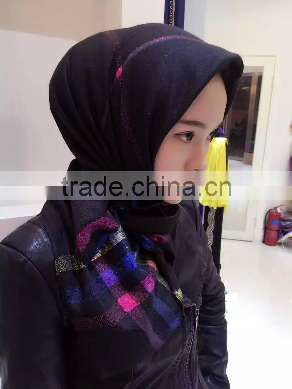 NEW 2016 90*90cm golden line muslim square scarf