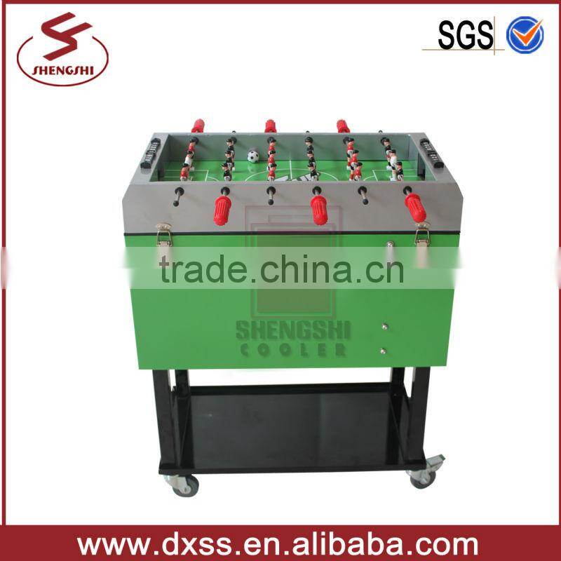 Metal ice chest cooler box with football table and 4 wheels (C-012)