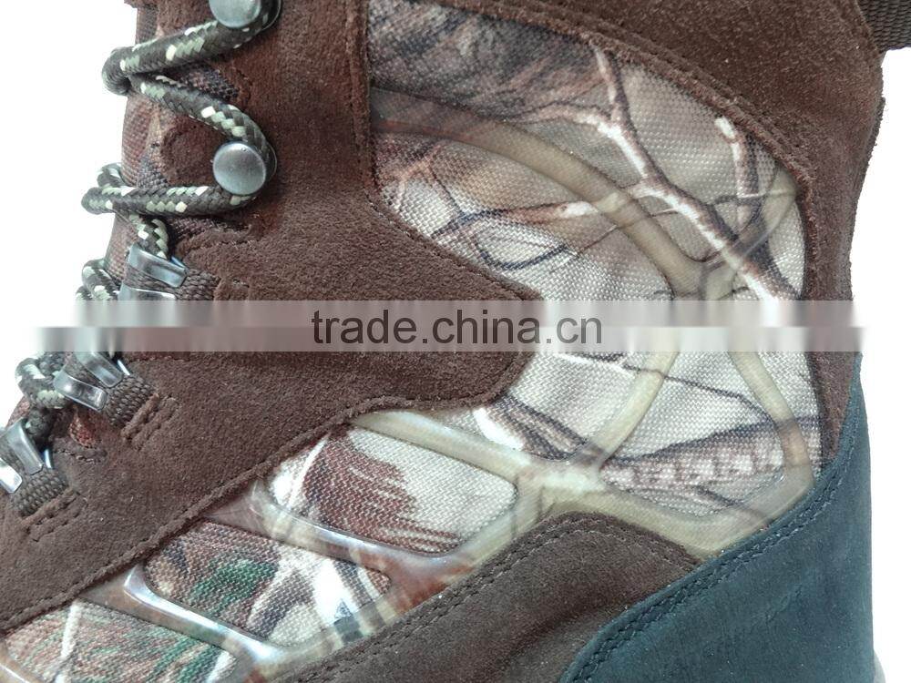 Men Suede leather and canvas upper camo waterproof hunting boots