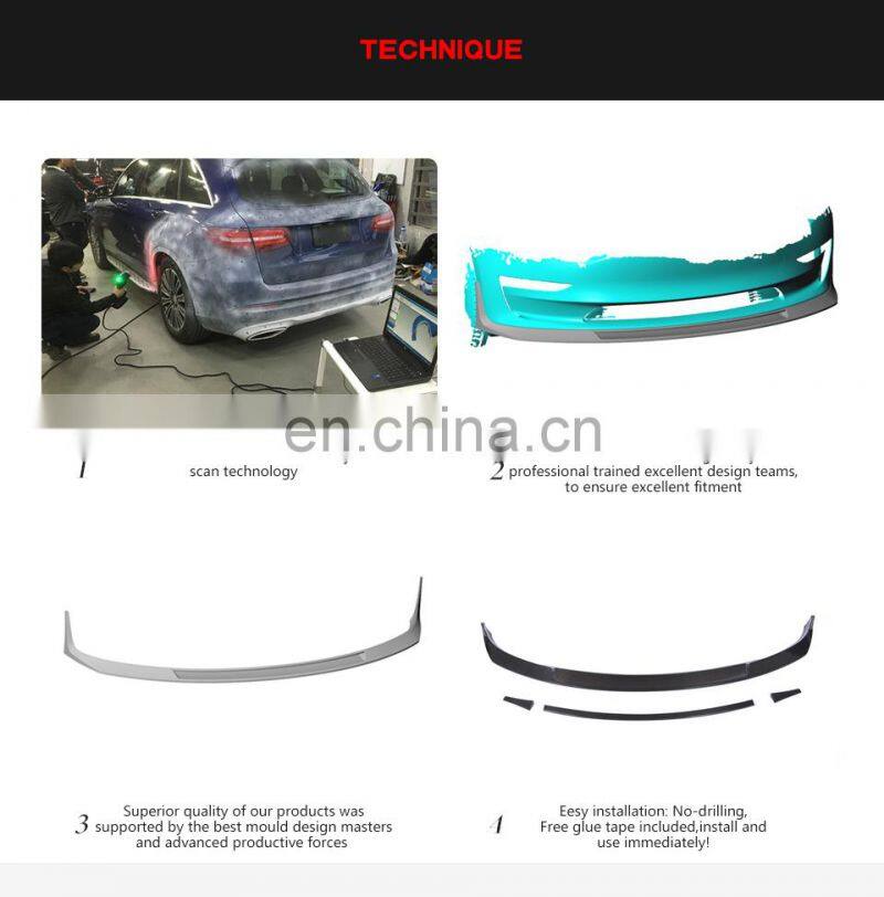 JC Sportline Carbon Fiber Front Splitter Lip for Tesla Model 3 Electric 16-2019