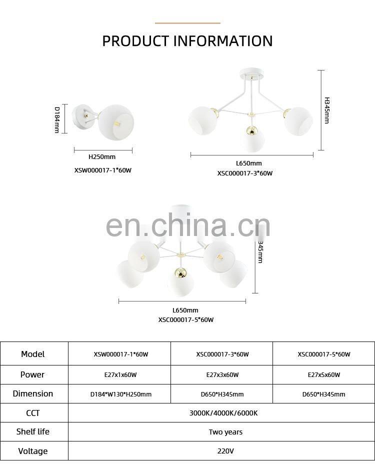 HUAYI American Style Romantic Simple Surface Mount Glass Balls Warm Bedroom Led Iron Indoor Ceiling Lamp