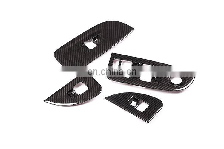 4 x Carbon fiber For Alfa Romeo Giulia 2016 2017 2018 ABS Chrome Window Lift Switch Button Frame Cover Trim Stickers Accessories