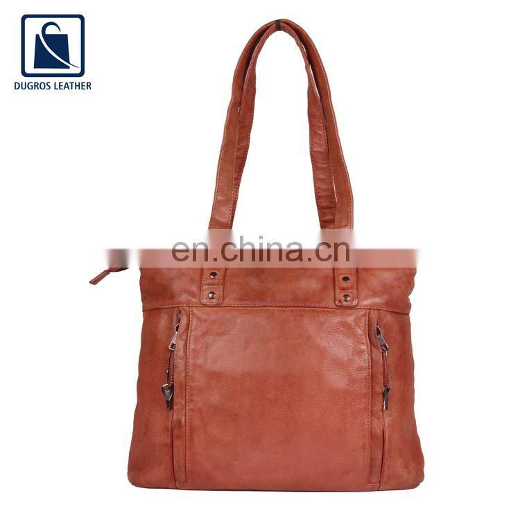 Cotton Lining Material Fashion Designer Modern Look Women Genuine Leather Handbag