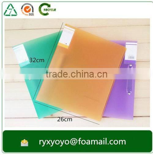 office stationary a4 size pp hard plastic 2 D metal clip file folder