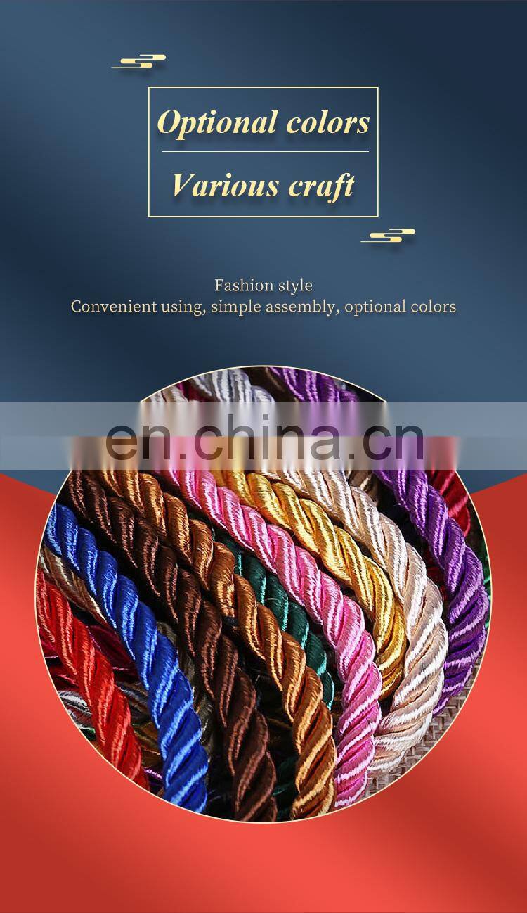 Factory Directly Wholesale colored round premium 3-strand Twisted packing rope with buckle clip for gift boxes paper bag