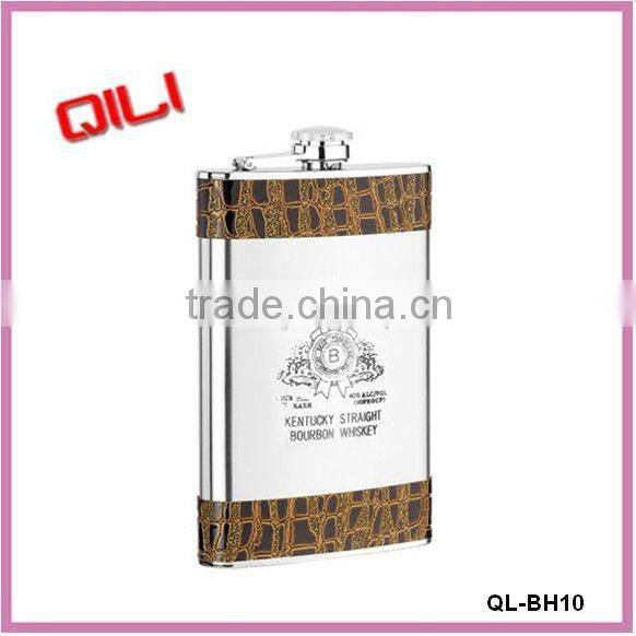 9oz leather covered hip flask/whisks hip flask/cocktail hip flask
