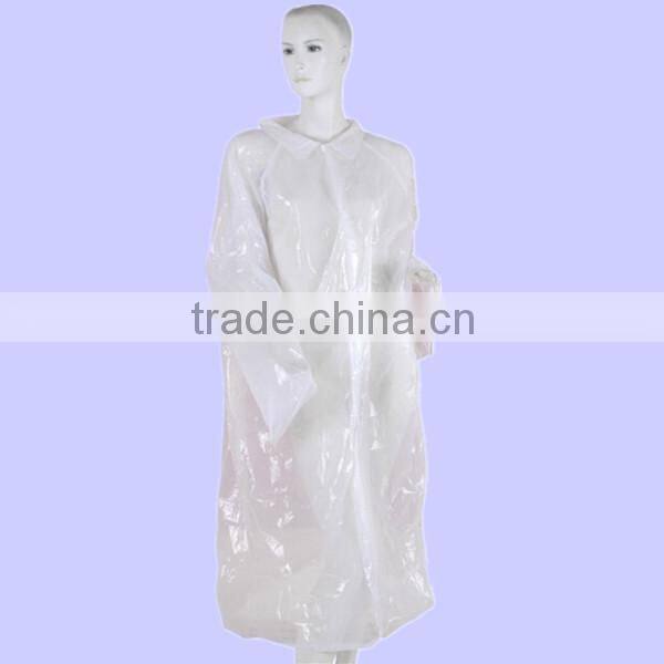 Disposable PE plastic lab coat one time use with snaps LDPE waterproof coat industry food protection