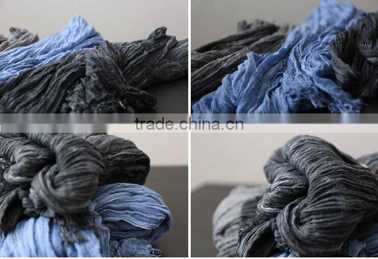 Korea Japan Fashion Ladies Solid Color Blank Plain Goffer Woven Linen Pashmina Shawl Scarf