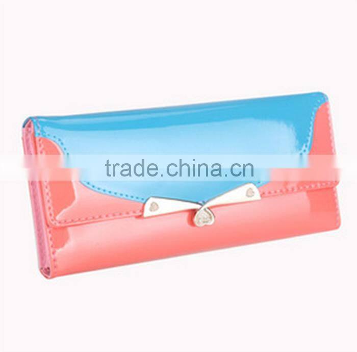 Fashion bright pu lady long wallet