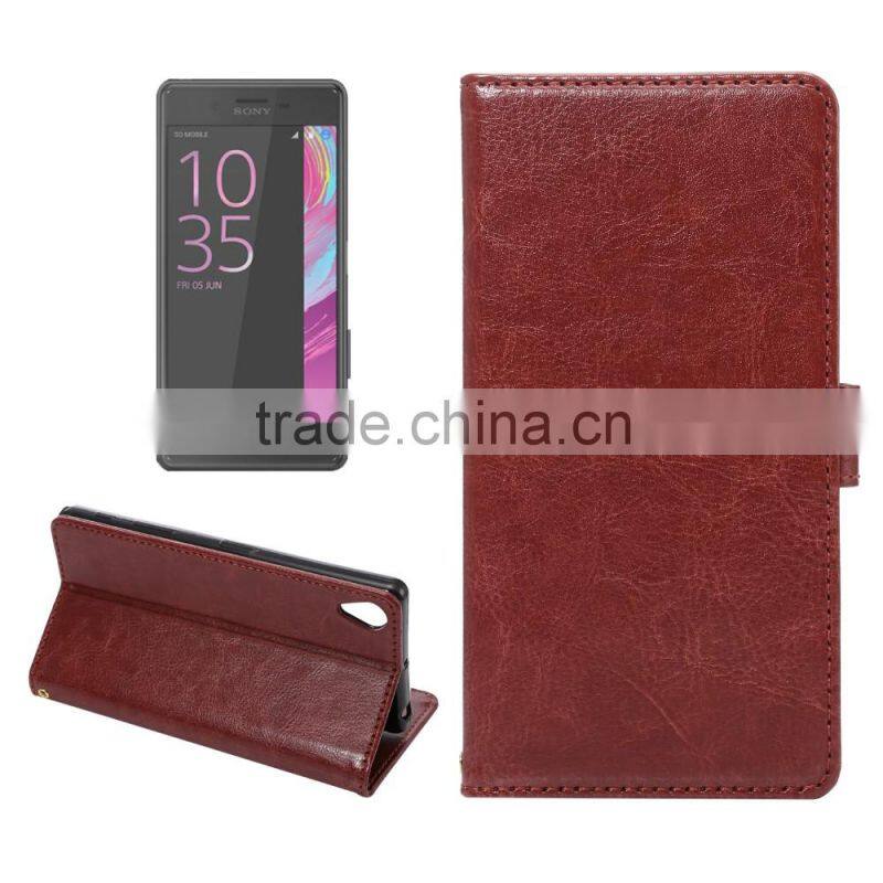 High Quality PU Leather Case for Sony Xperia X Flip Case with Card Slot KDS Sheep Grain Leather Wallet Cover MT-5812