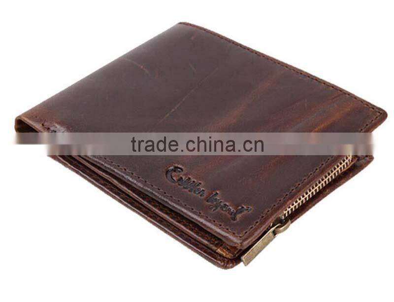 Top grade unique design handmade genuine leather men's rfid wallet