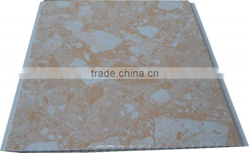 10'' width new style trinidad Plastic ceiling sheet, SMOOTH surface,brown color with gold strip F055