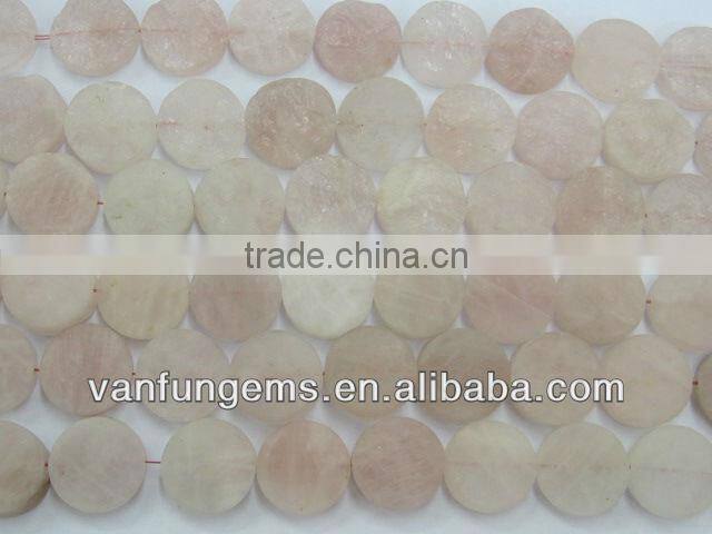 16 inch natural rose quartz round coin