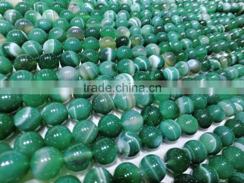 Polished Green Agate Natural Gemstone striped agate round beads