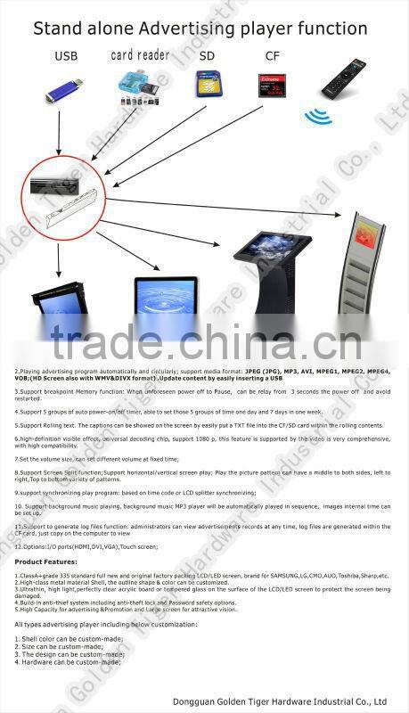 37" club led display screen indoor advertising display holder network video wifi board android kiosk video player