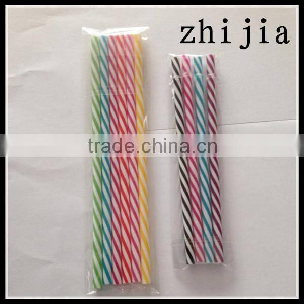 Colorful plastic wrapped straws