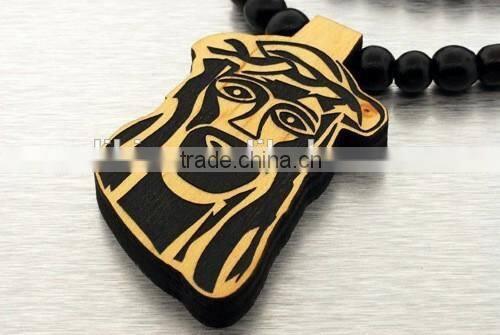 Wooden Jesus pendant Chain wooden necklace good beads wood macrams hip hop Jay Z