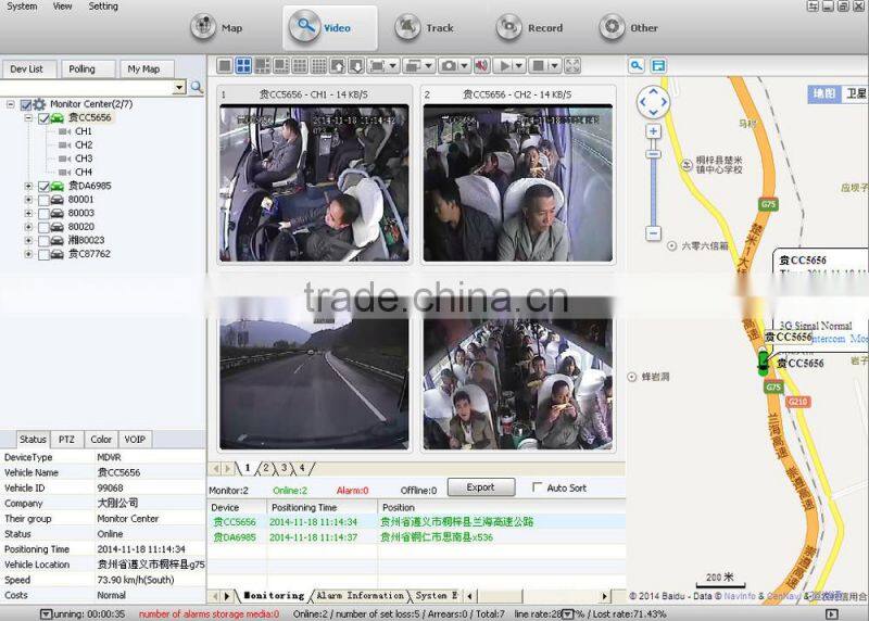 Double SD Card Bus Truck Car Mobile DVR 4ch Mobile DVR 3G/4G G-sensor GPS