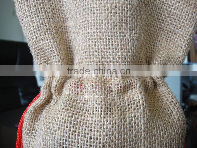 Jute drawstring wine bag,wine bottle bag