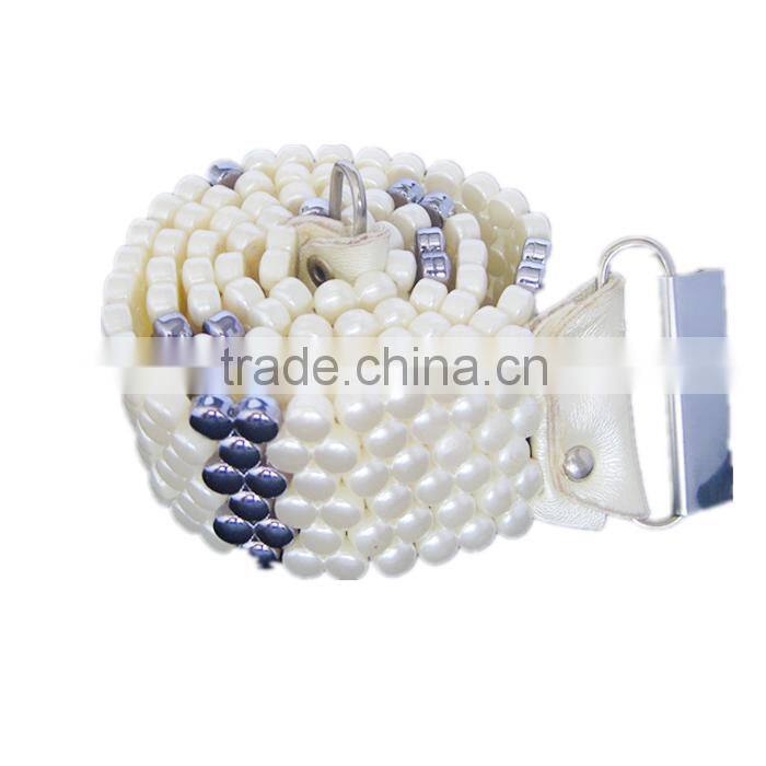 Imitated Pearl Fashion Resin Beaded Belt Patterns For Wedding