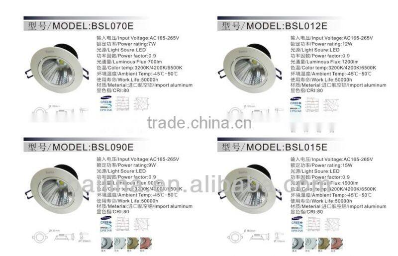 High lumen 15w cob led downlight,led downlight china manufacturer
