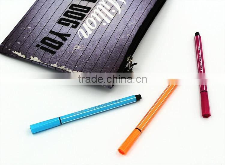 Eco-friendly material, customized printing polyester pencil case canvas pen bag