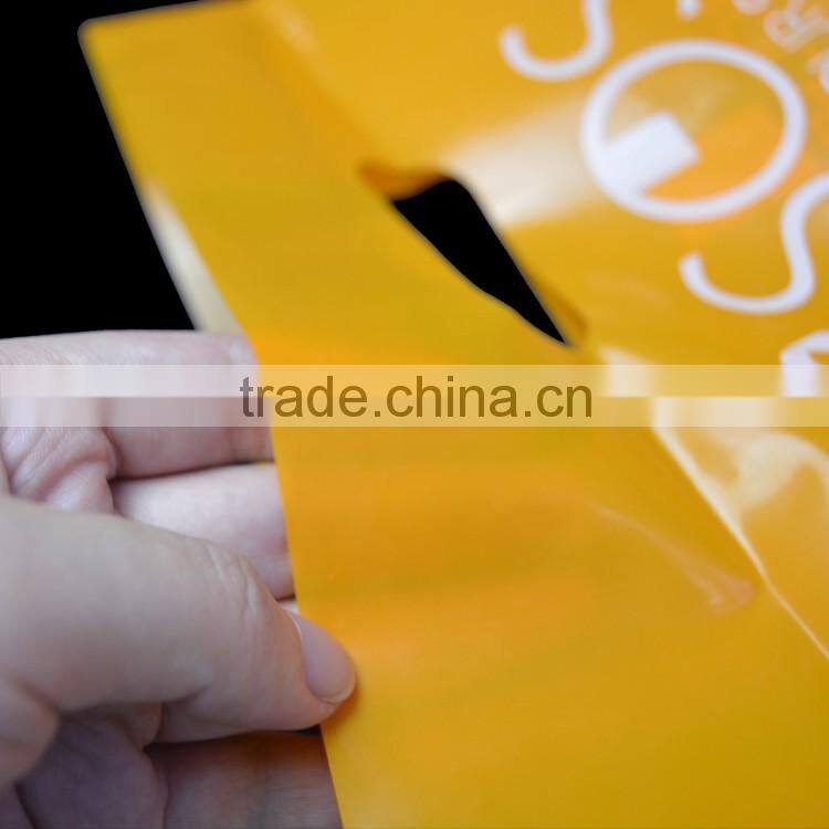 2 side printing colored ldpe plastic die cut bag for shopping