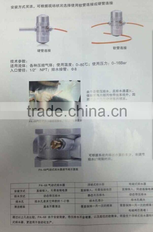 Drain valve PA-68 auto drain trap air compressor part Portable Wireless air compressor part