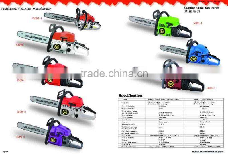 new gasoline chainsaw 5200BS 52cc yd52 with easy starter