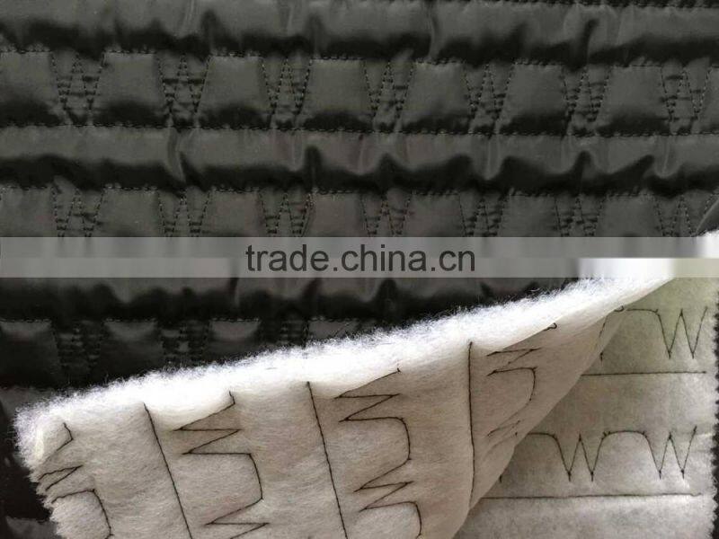 polyester stripe with fashion embroidered padded quilting fabric