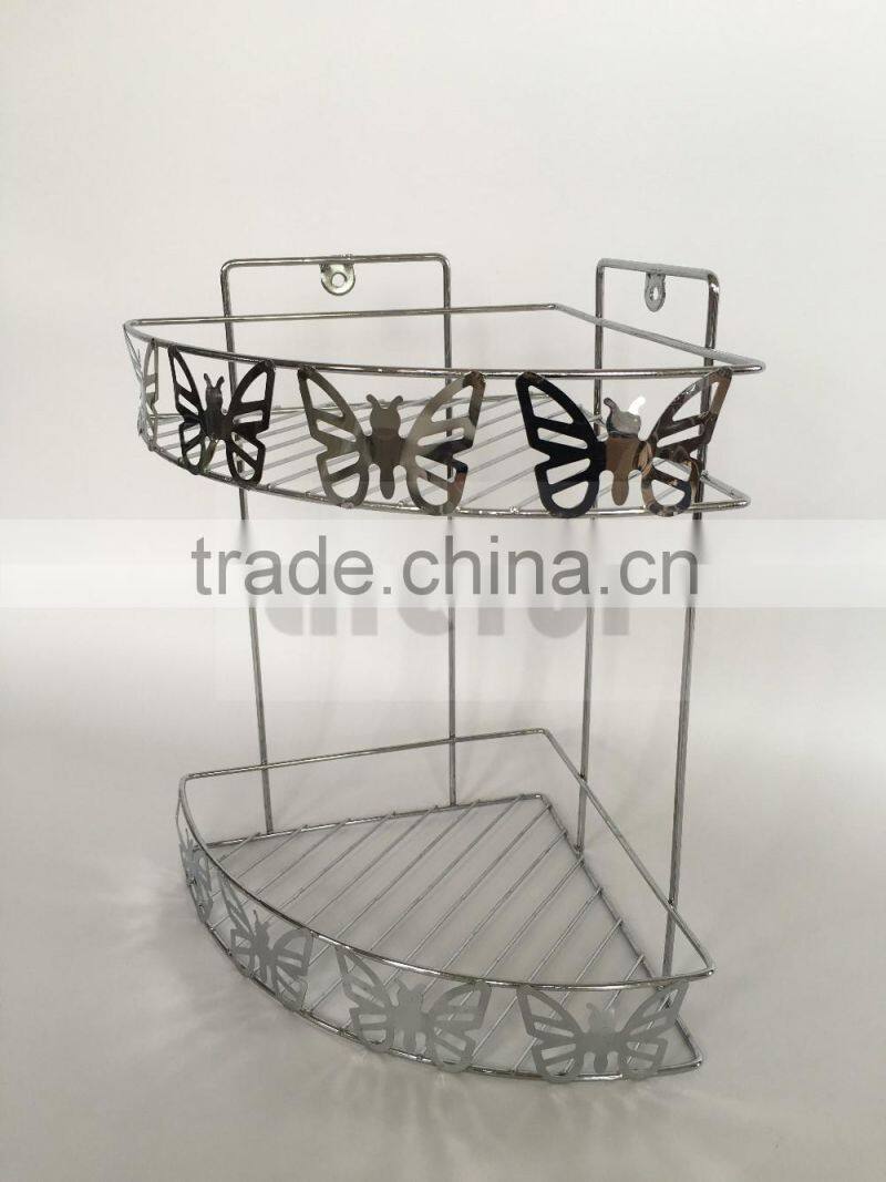 Butterfly metal corner shelf caddy chrome