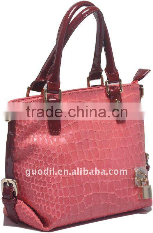 Classical Name brand Lady PU fuchsia red handbags